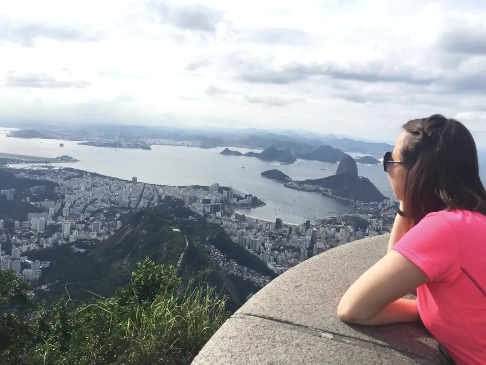 The view of Rio de Janeiro from the 700 m Corcovado mountain.